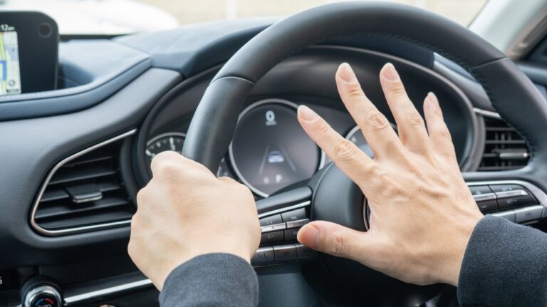 A person who honks a car horn